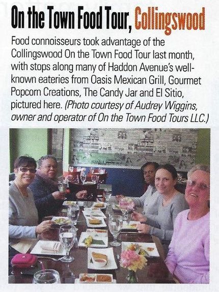 snippet of the article inside south jersey magazine about on the town food tour, collingswood