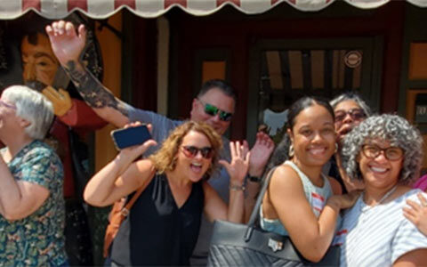group of people clicking a photo